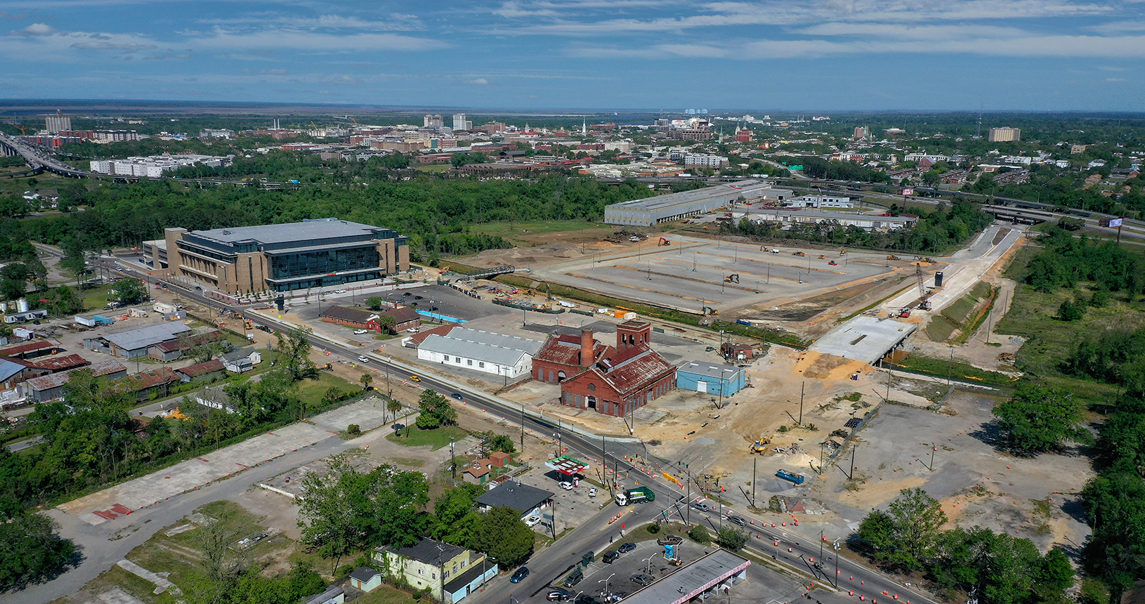aerial of roadway construction