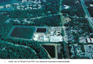 aerial photo of a wastewater treatment plant